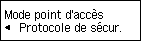 Écran Mode Point d'accès : sélectionnez Protocole de sécurité